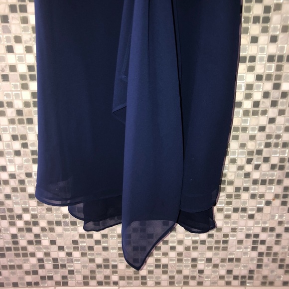 White House black market Navy Sleeveless tunic Blouse with Scarf - Picture 5 of 6